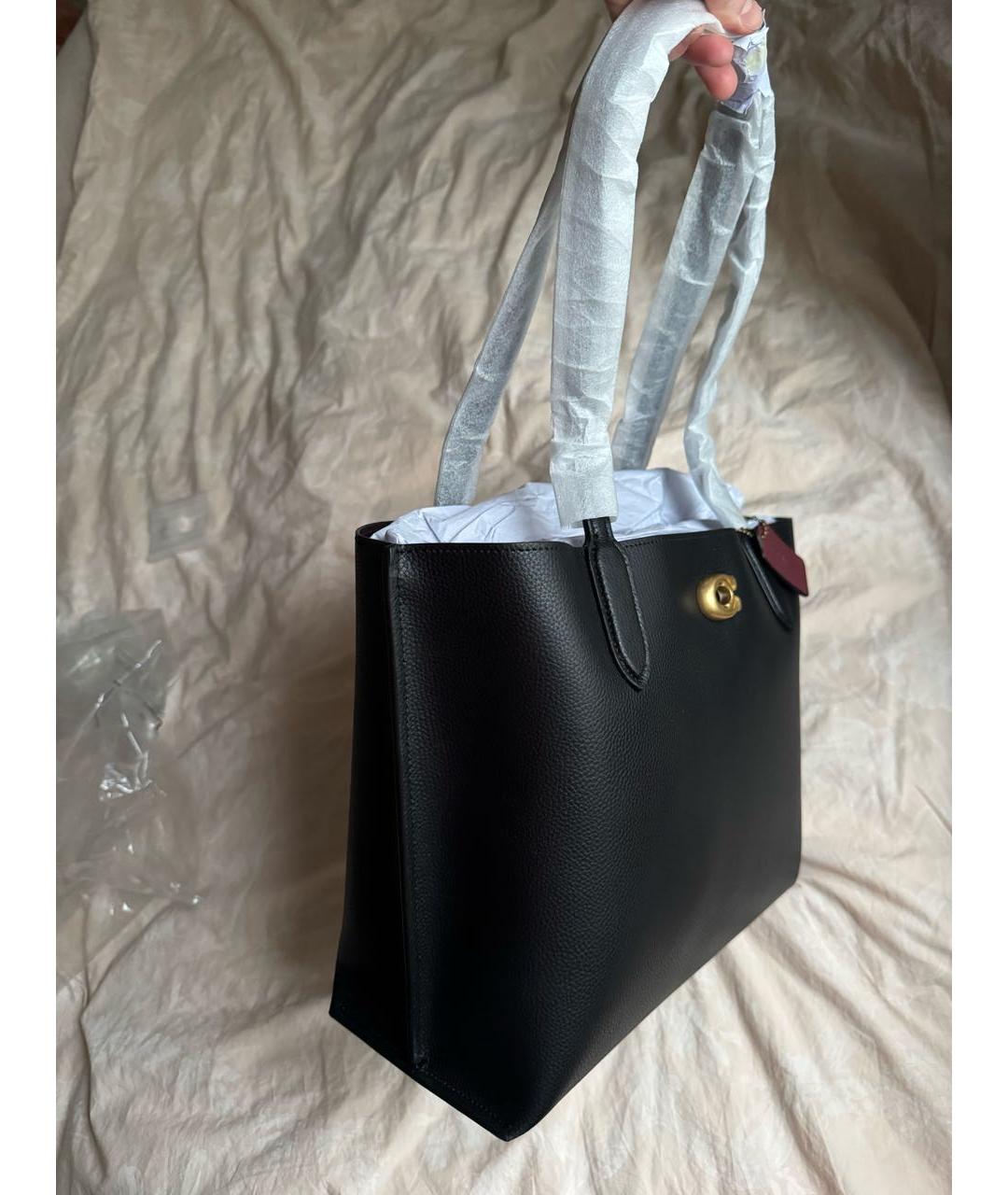 COACH Черная кожаная сумка тоут, фото 2