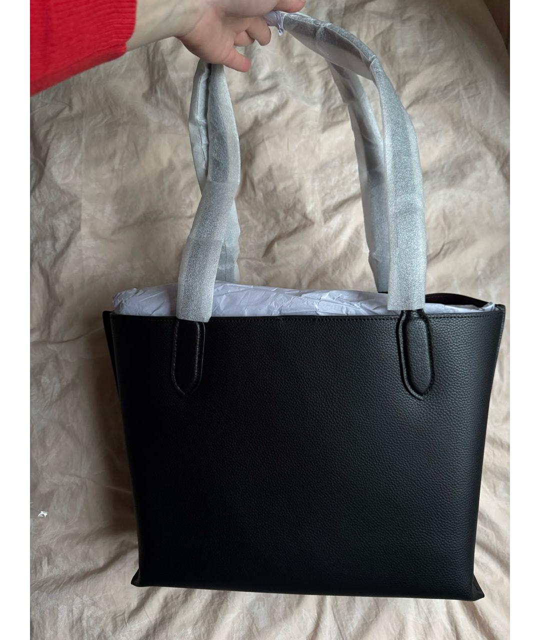 COACH Черная кожаная сумка тоут, фото 3