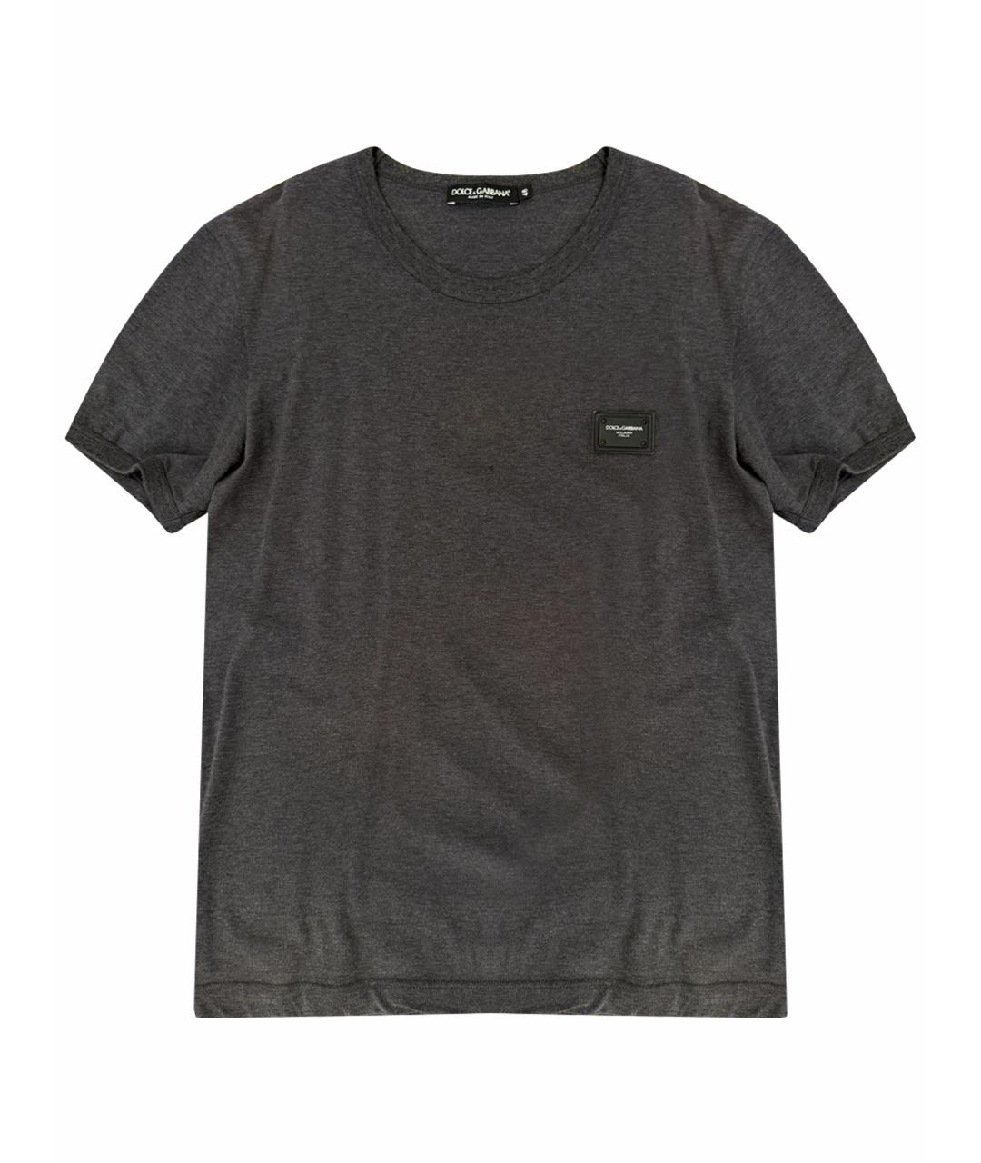 DOLCE&GABBANA Серая хлопко-полиэстеровая футболка, фото 1