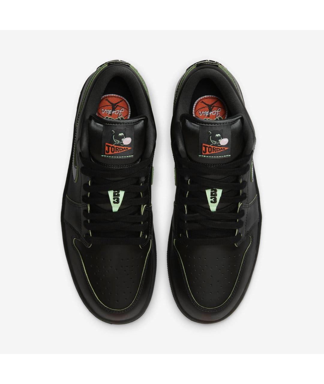 JORDAN Черные кожаные низкие кроссовки / кеды, фото 3