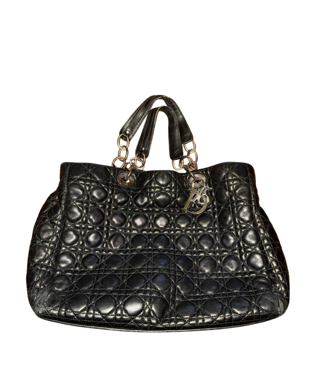 CHRISTIAN DIOR Черная кожаная сумка тоут, фото 1