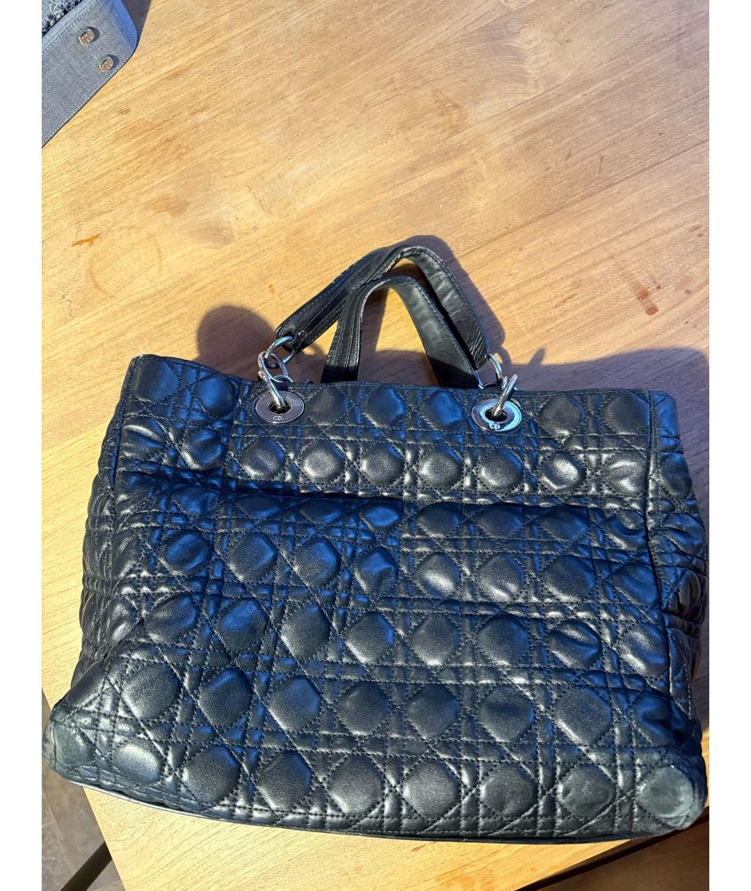 CHRISTIAN DIOR Черная кожаная сумка тоут, фото 3