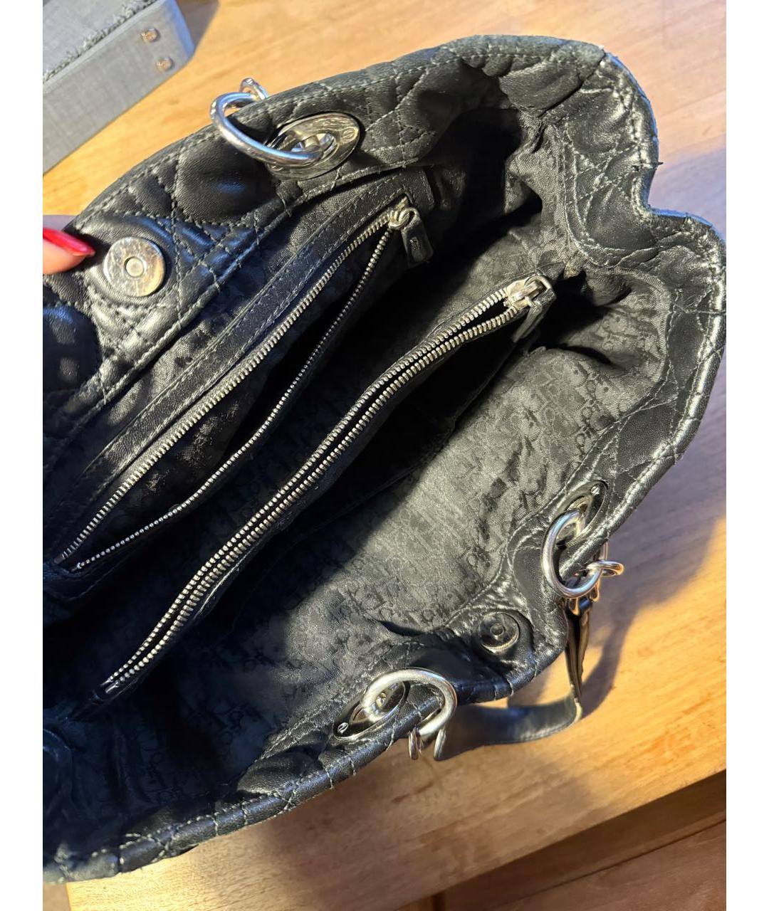 CHRISTIAN DIOR Черная кожаная сумка тоут, фото 4