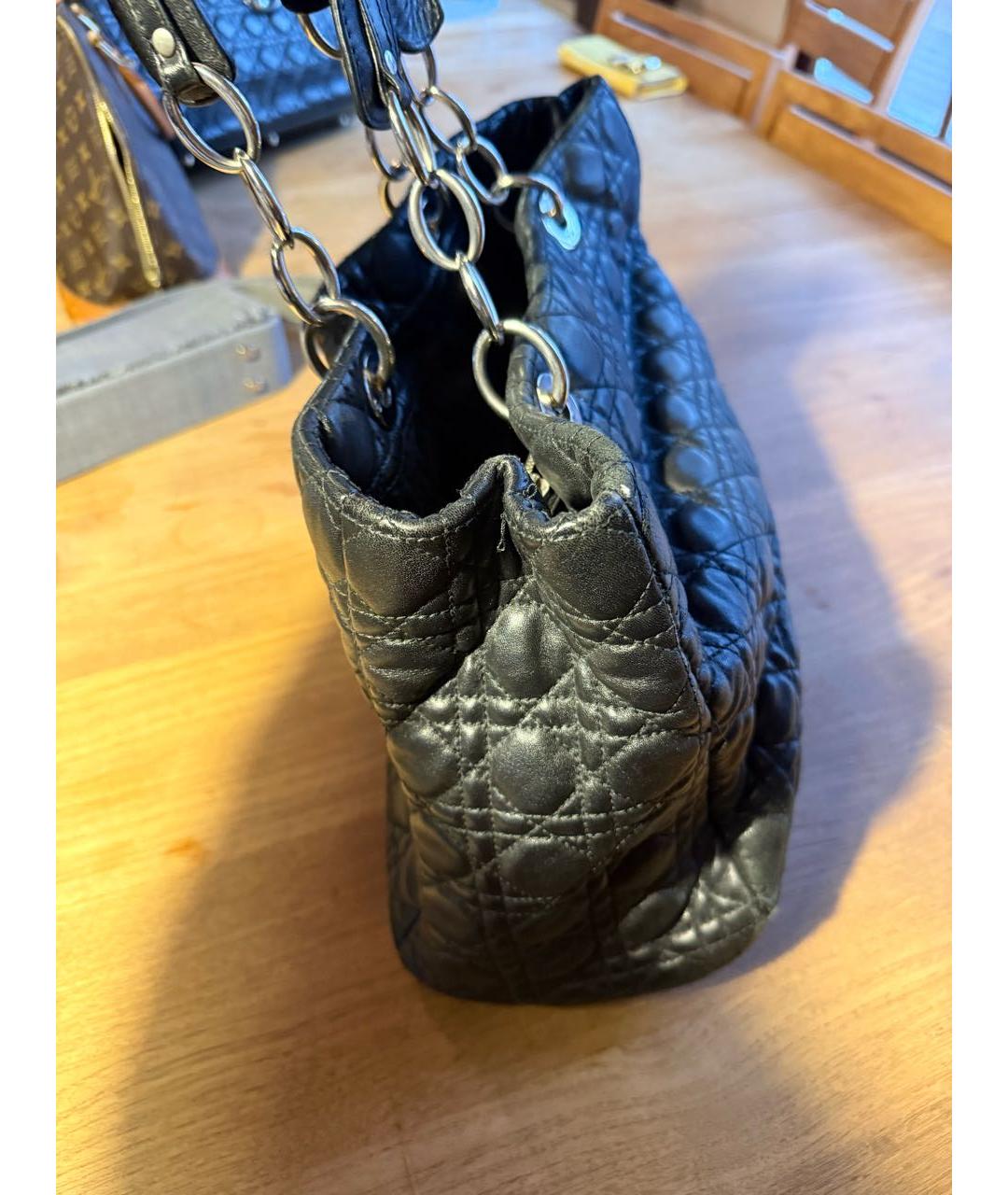 CHRISTIAN DIOR Черная кожаная сумка тоут, фото 2