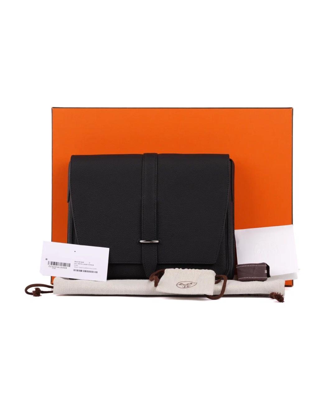 HERMES Черная кожаная сумка на плечо, фото 2