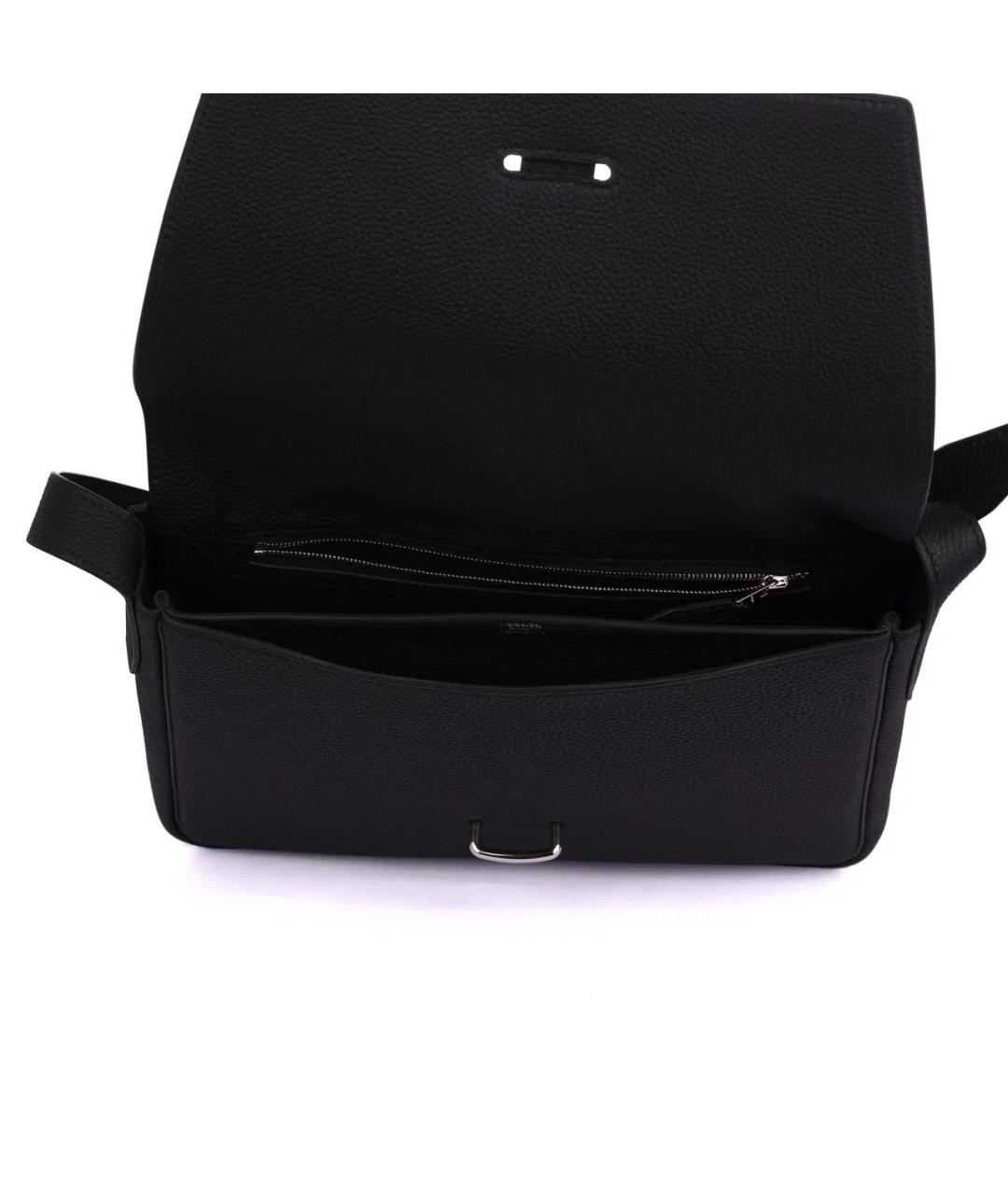 HERMES Черная кожаная сумка на плечо, фото 8