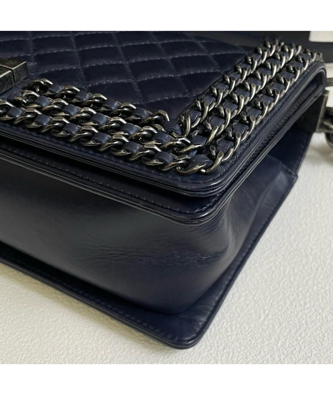 CHANEL Темно-синяя кожаная сумка через плечо, фото 6