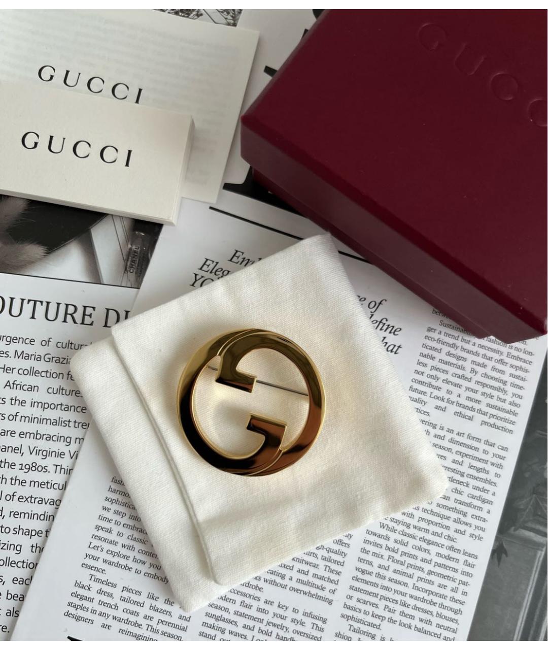 GUCCI Золотая металлическая булавка / брошь, фото 2