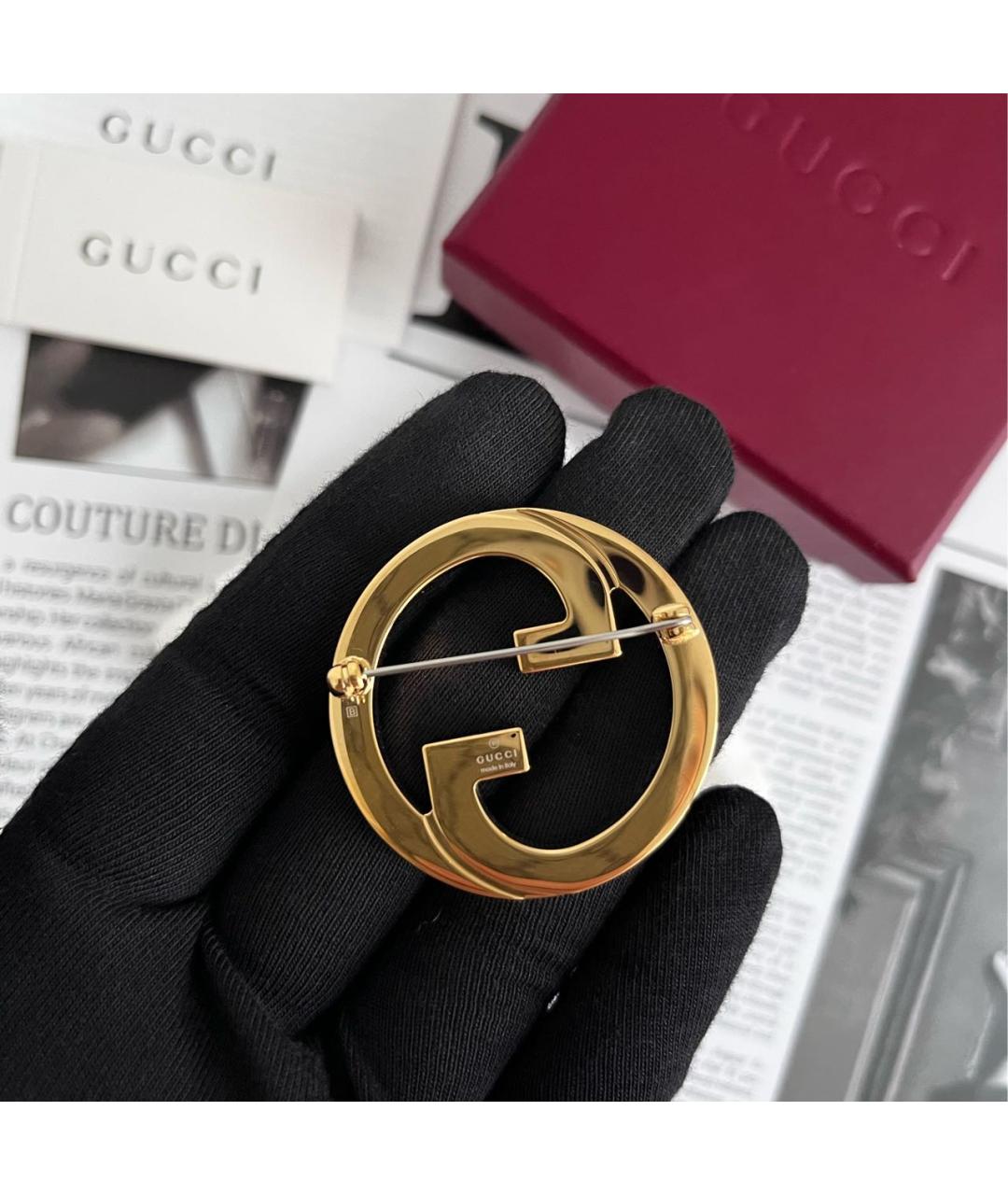 GUCCI Золотая металлическая булавка / брошь, фото 4