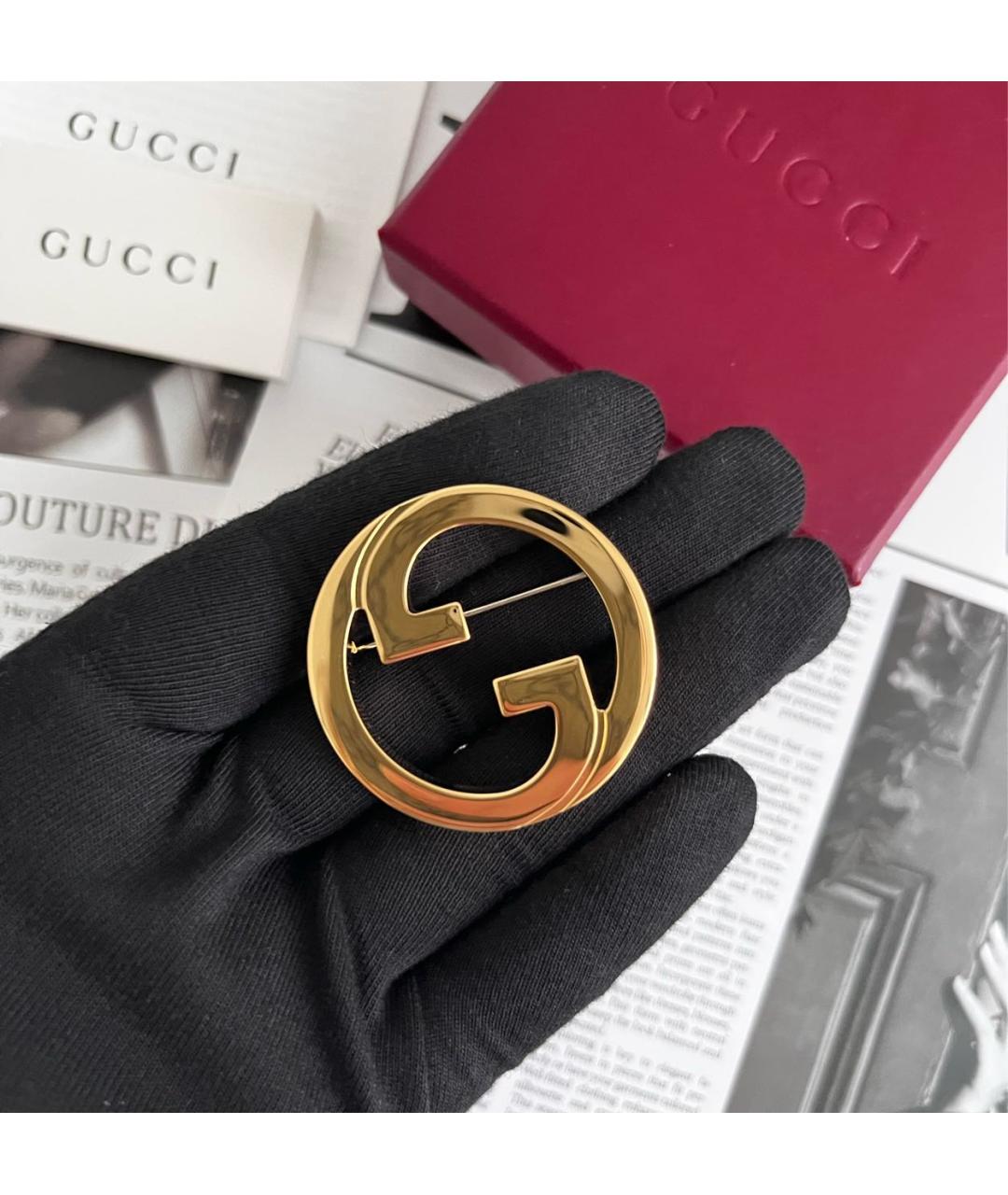 GUCCI Золотая металлическая булавка / брошь, фото 3