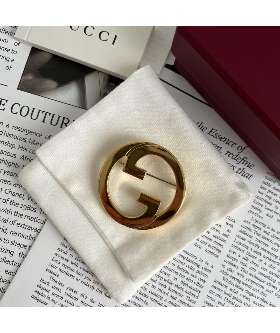 GUCCI Золотая металлическая булавка / брошь, фото 5