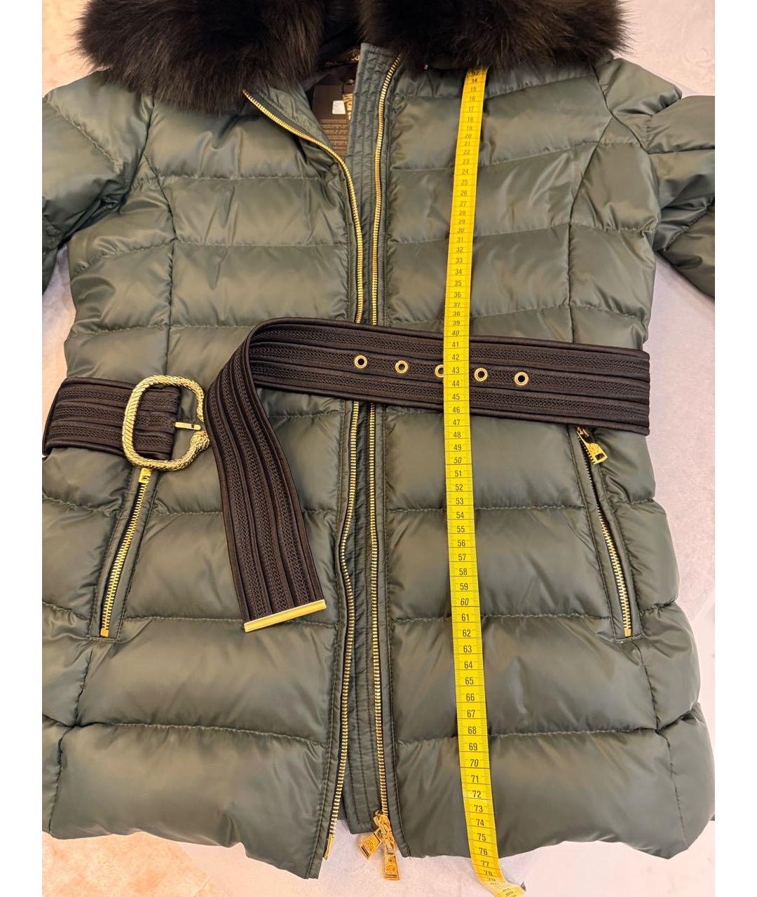 ROBERTO CAVALLI Зеленый полиамидовый пуховик, фото 7