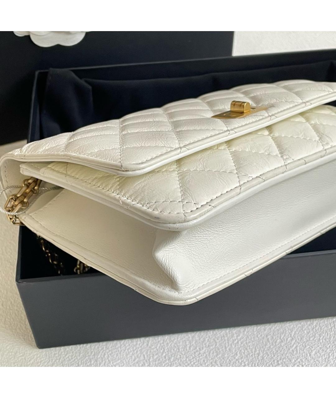 CHANEL Белая кожаная сумка через плечо, фото 5