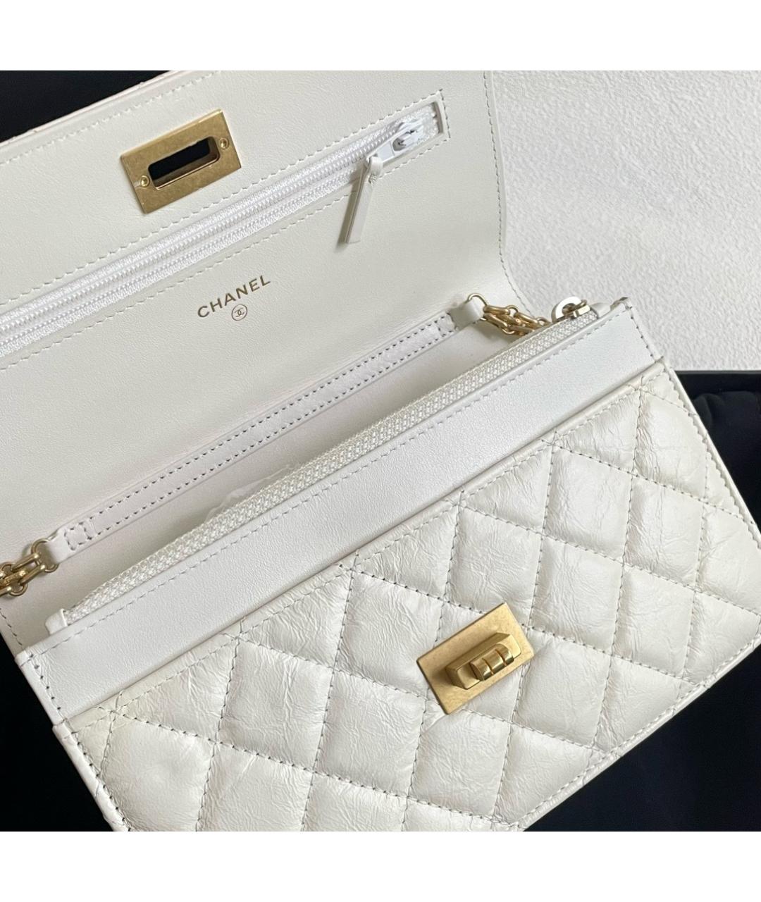 CHANEL Белая кожаная сумка через плечо, фото 7