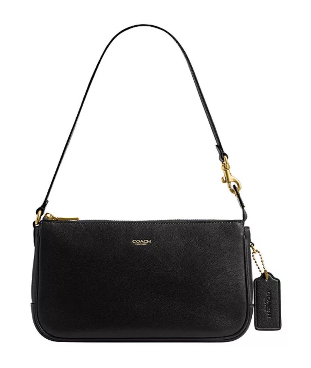 COACH Черная кожаная сумка с короткими ручками, фото 1