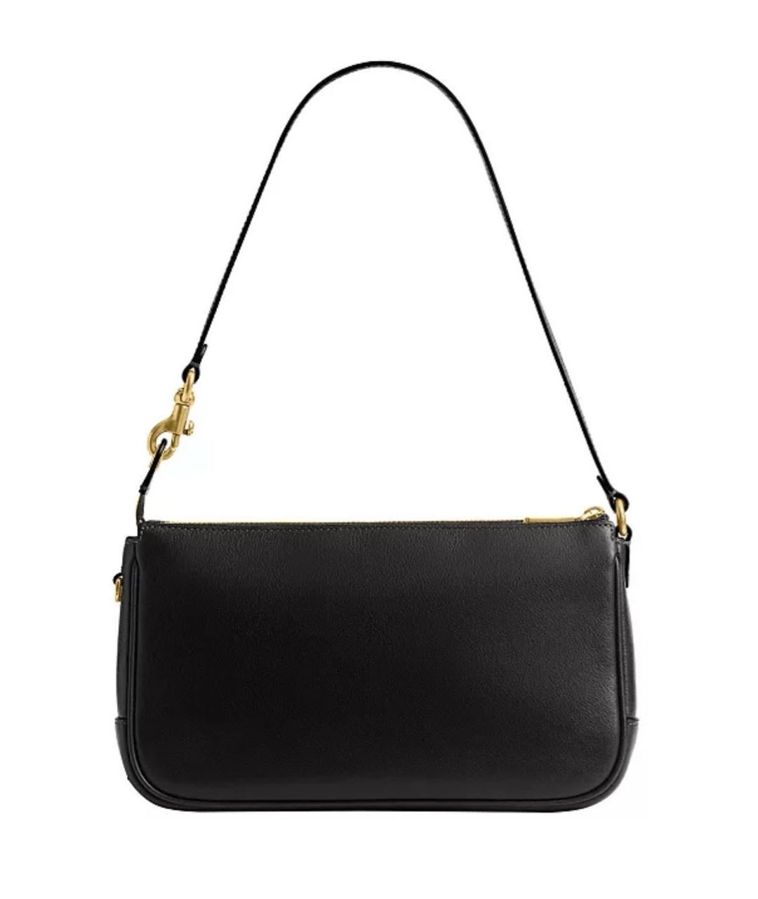 COACH Черная кожаная сумка с короткими ручками, фото 2