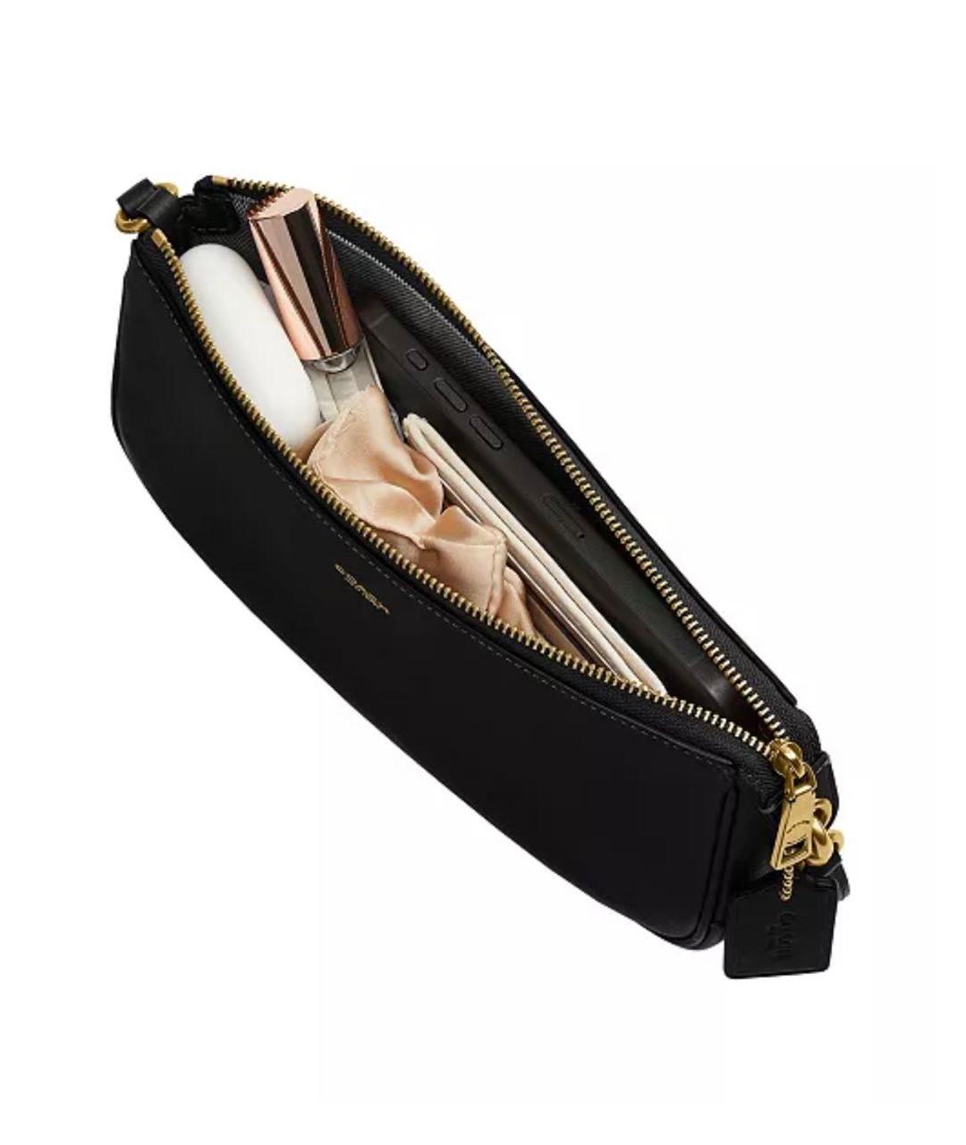 COACH Черная кожаная сумка с короткими ручками, фото 4