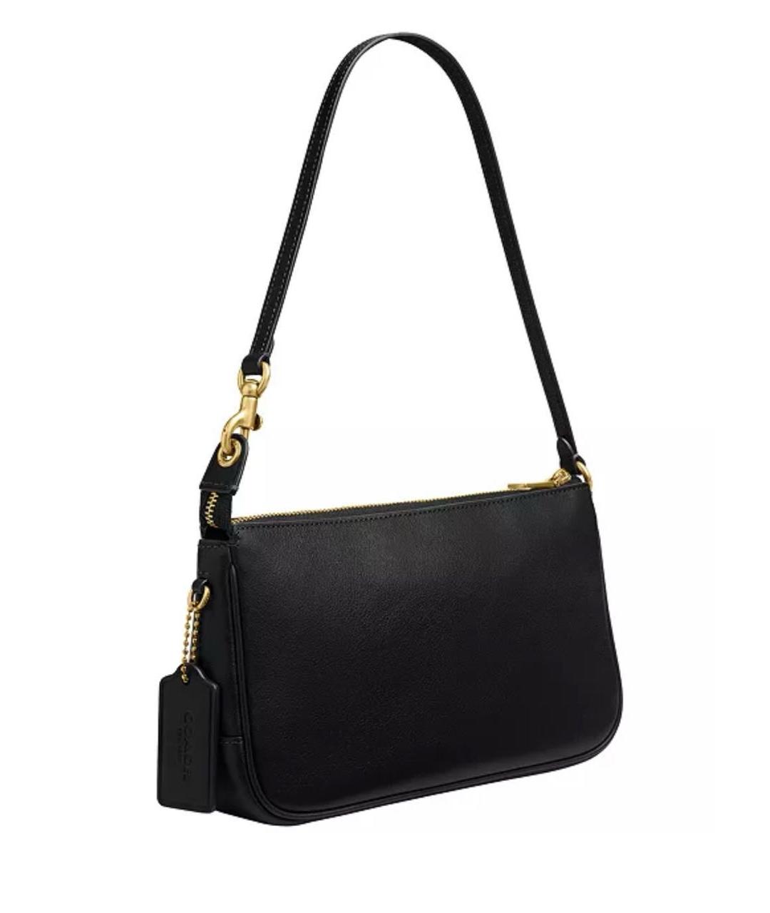 COACH Черная кожаная сумка с короткими ручками, фото 3