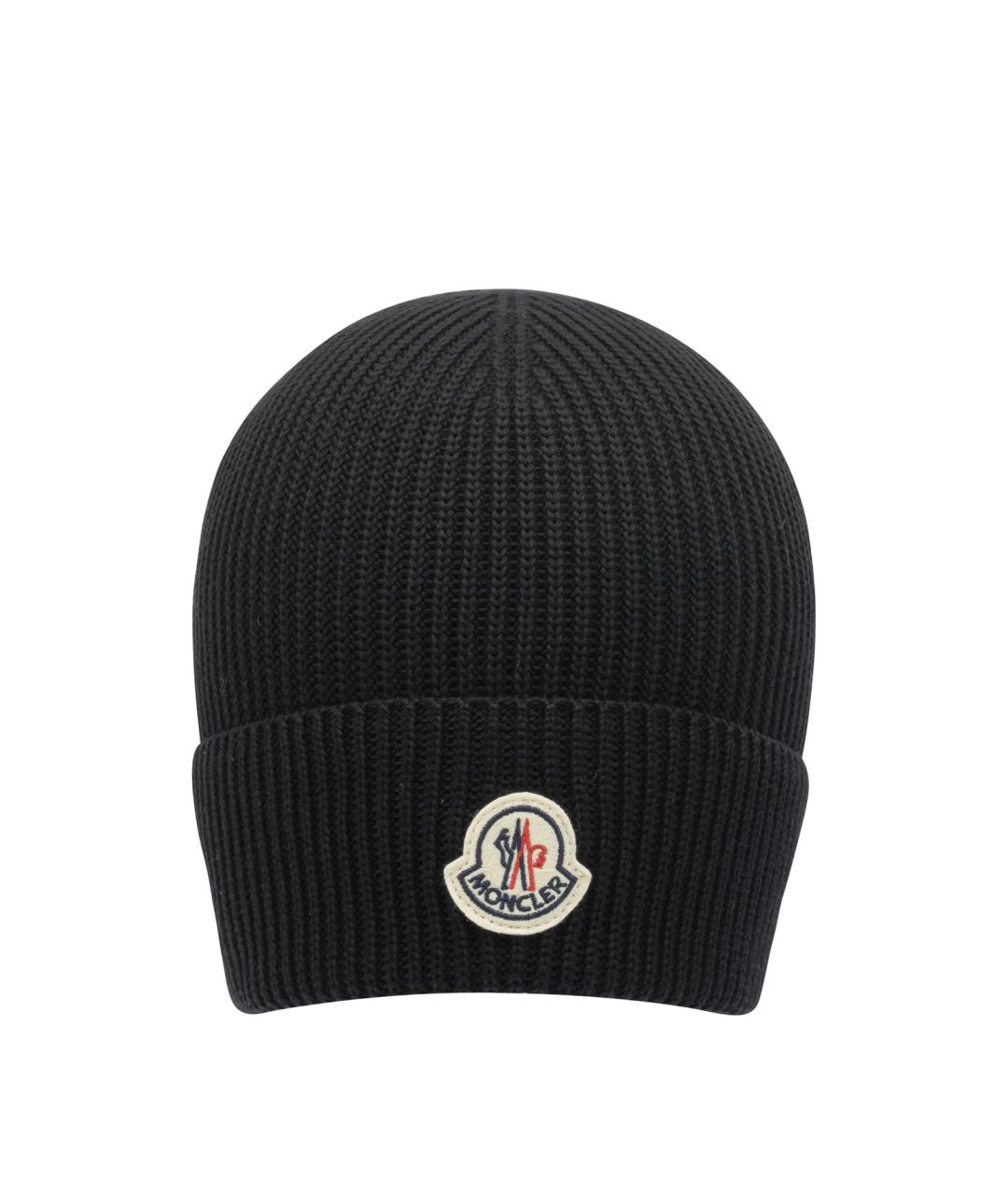 MONCLER Черная шерстяная шапка, фото 1