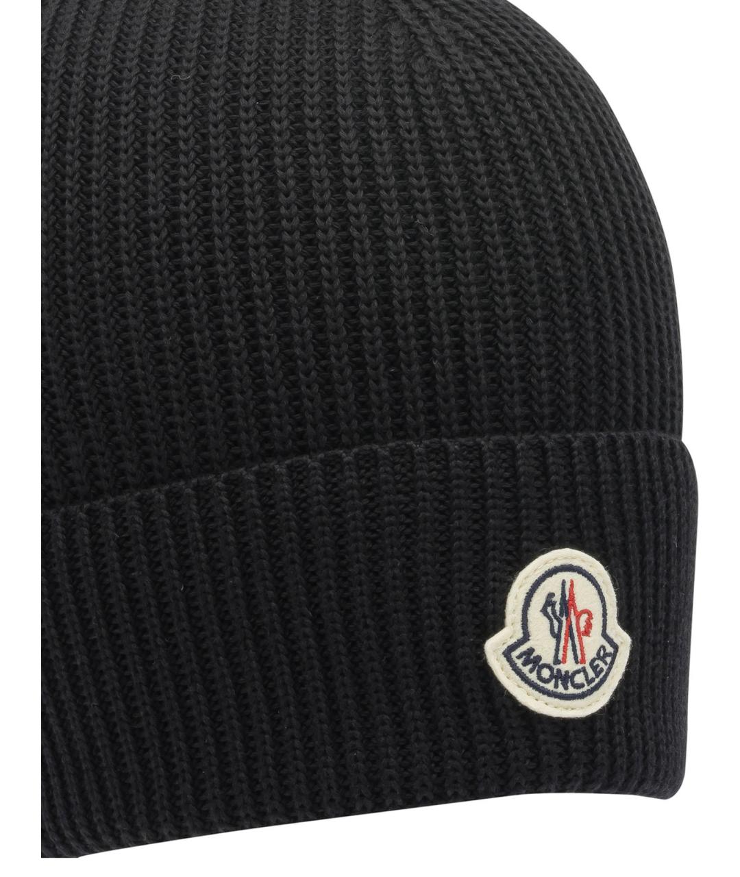 MONCLER Черная шерстяная шапка, фото 3