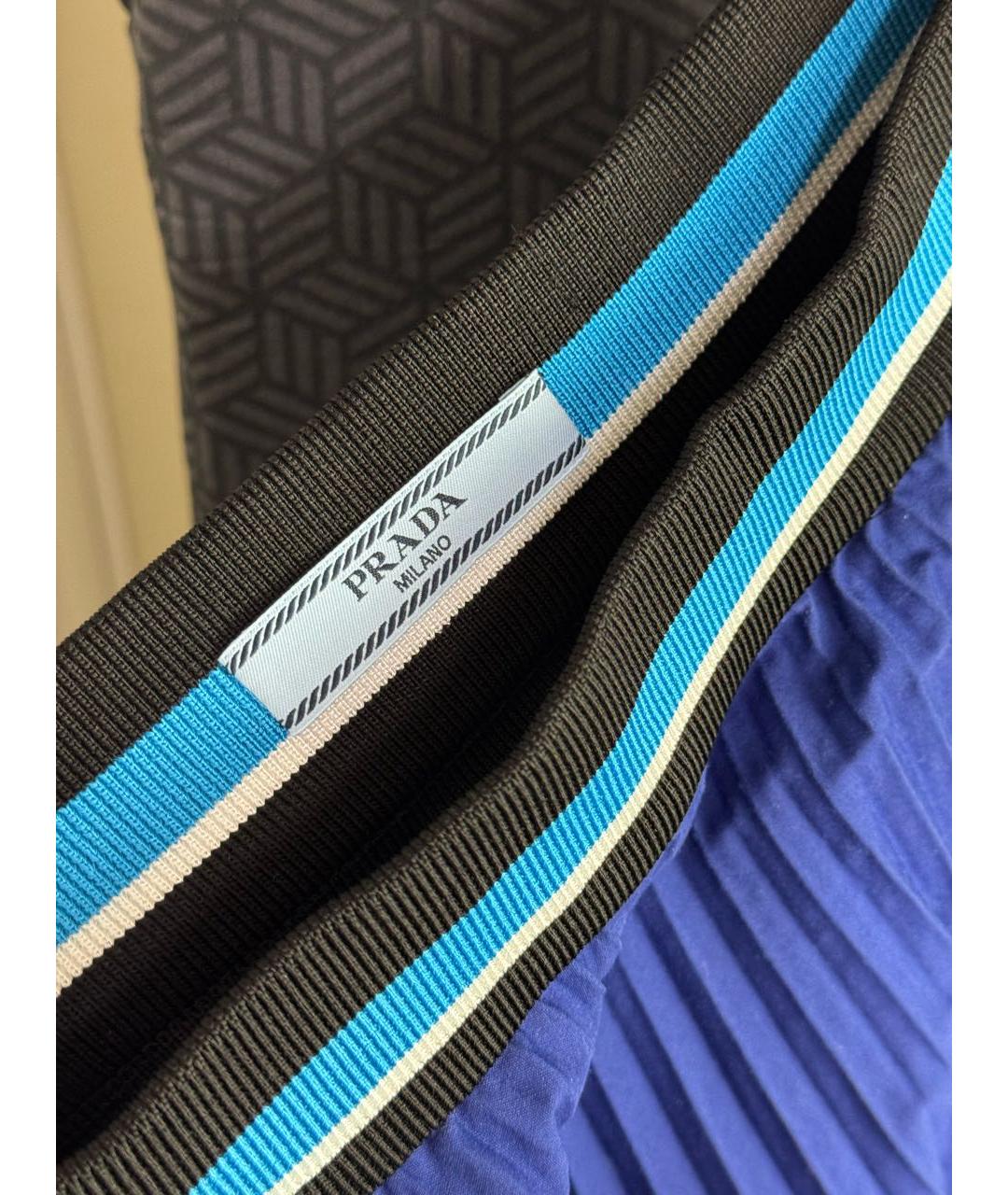 PRADA Синяя полиэстеровая юбка миди, фото 4