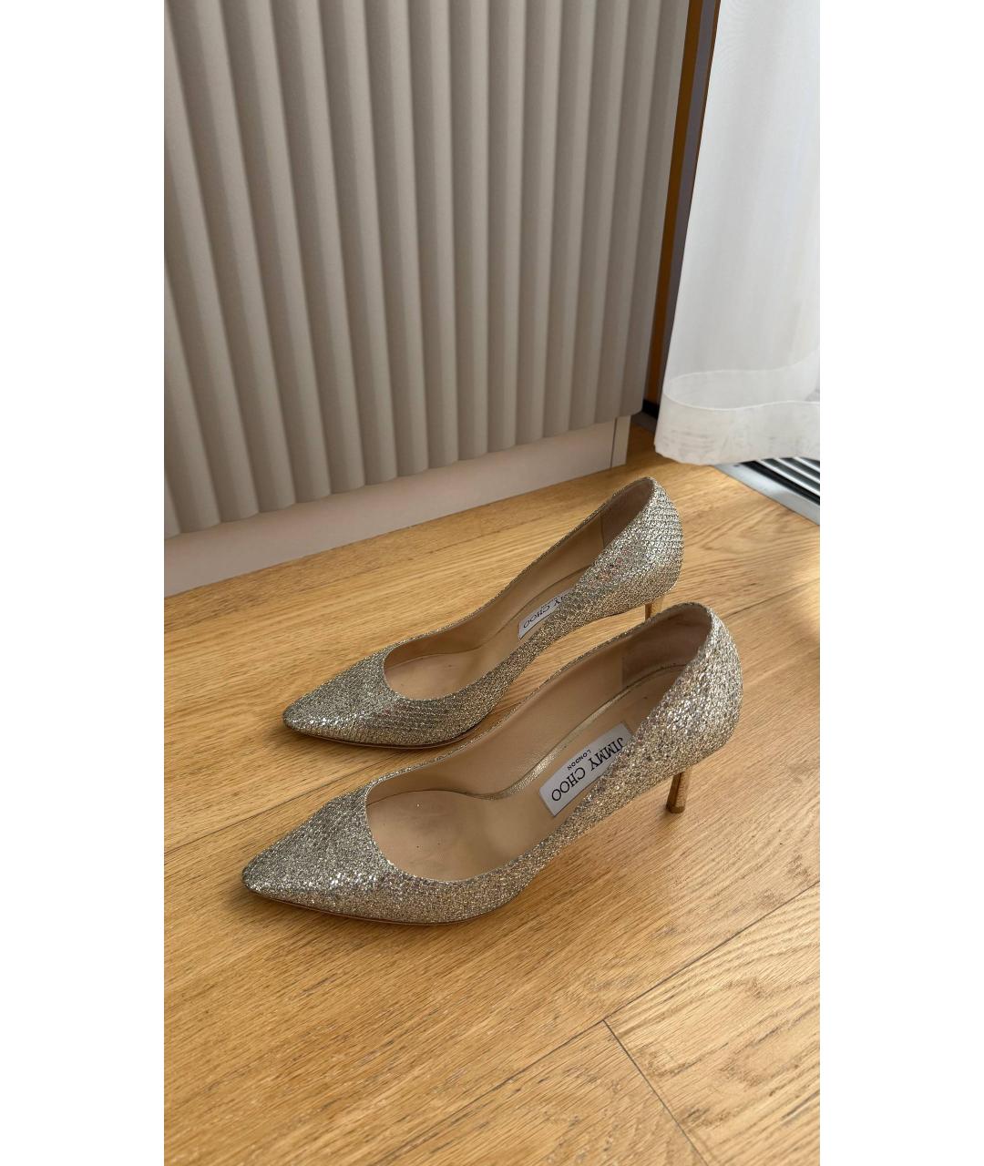 JIMMY CHOO Золотые кожаные туфли, фото 8