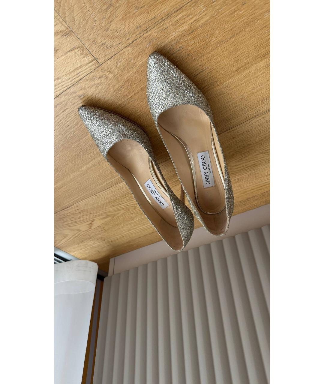 JIMMY CHOO Золотые кожаные туфли, фото 4