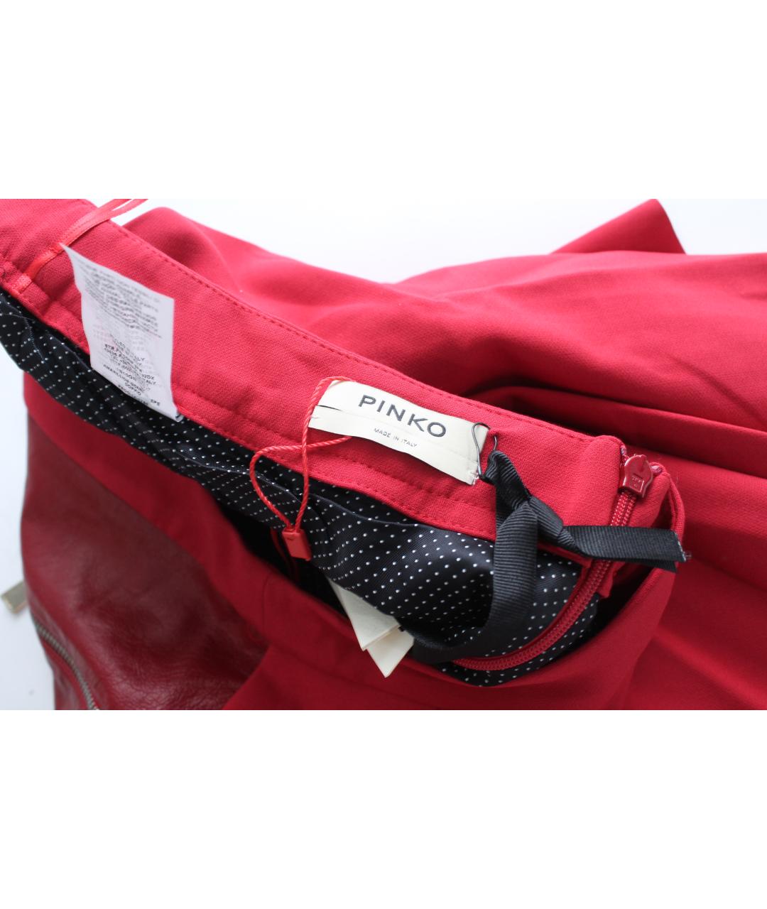 PINKO Красная кожаная юбка мини, фото 6