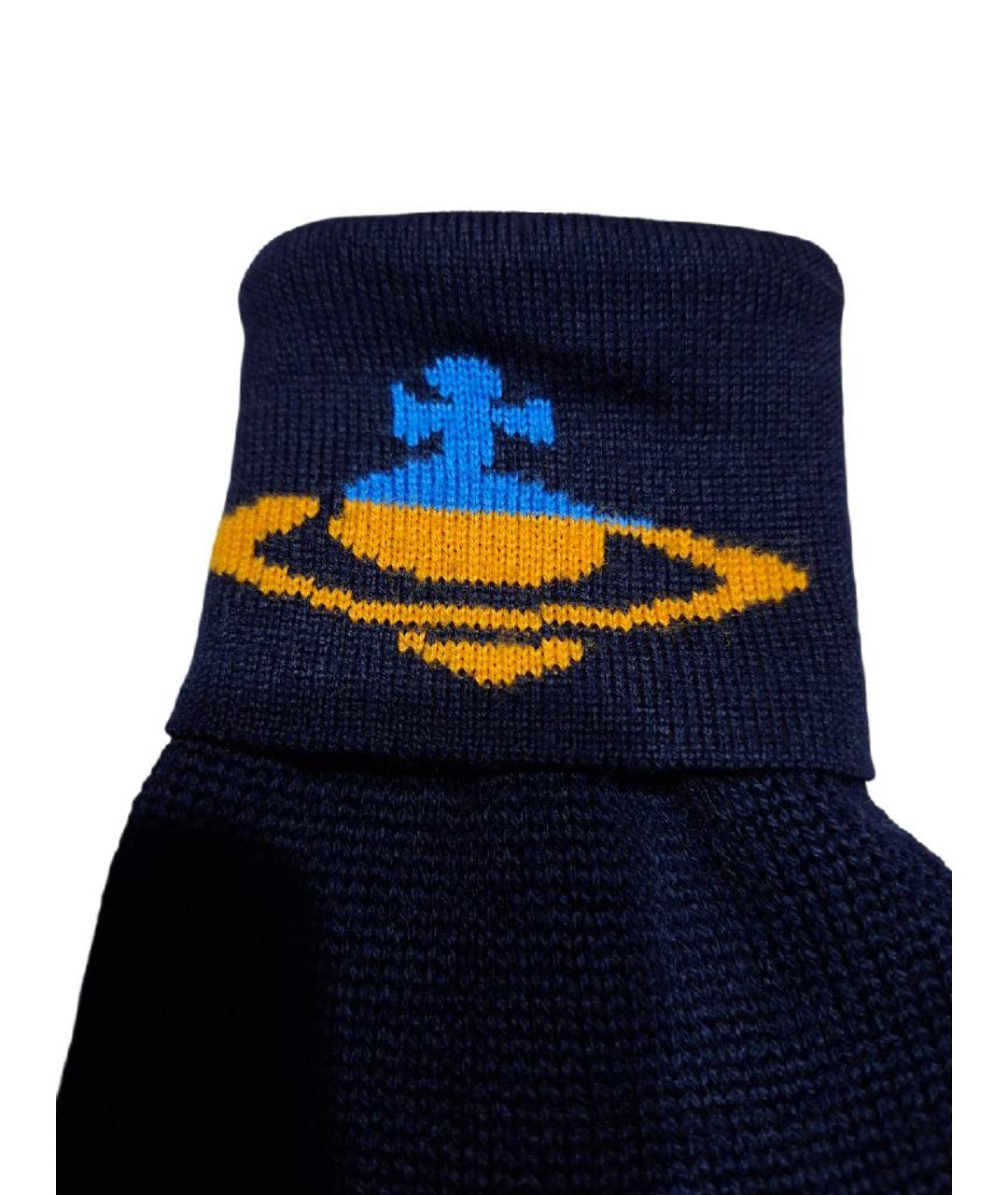 VIVIENNE WESTWOOD Темно-синие шерстяные перчатки, фото 9