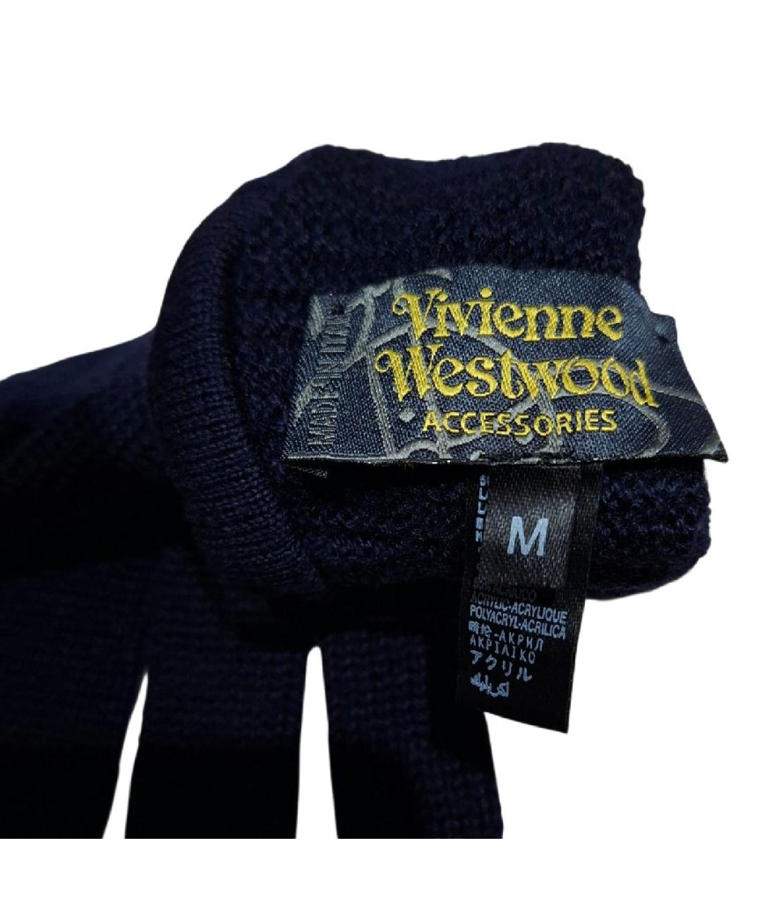 VIVIENNE WESTWOOD Темно-синие шерстяные перчатки, фото 7