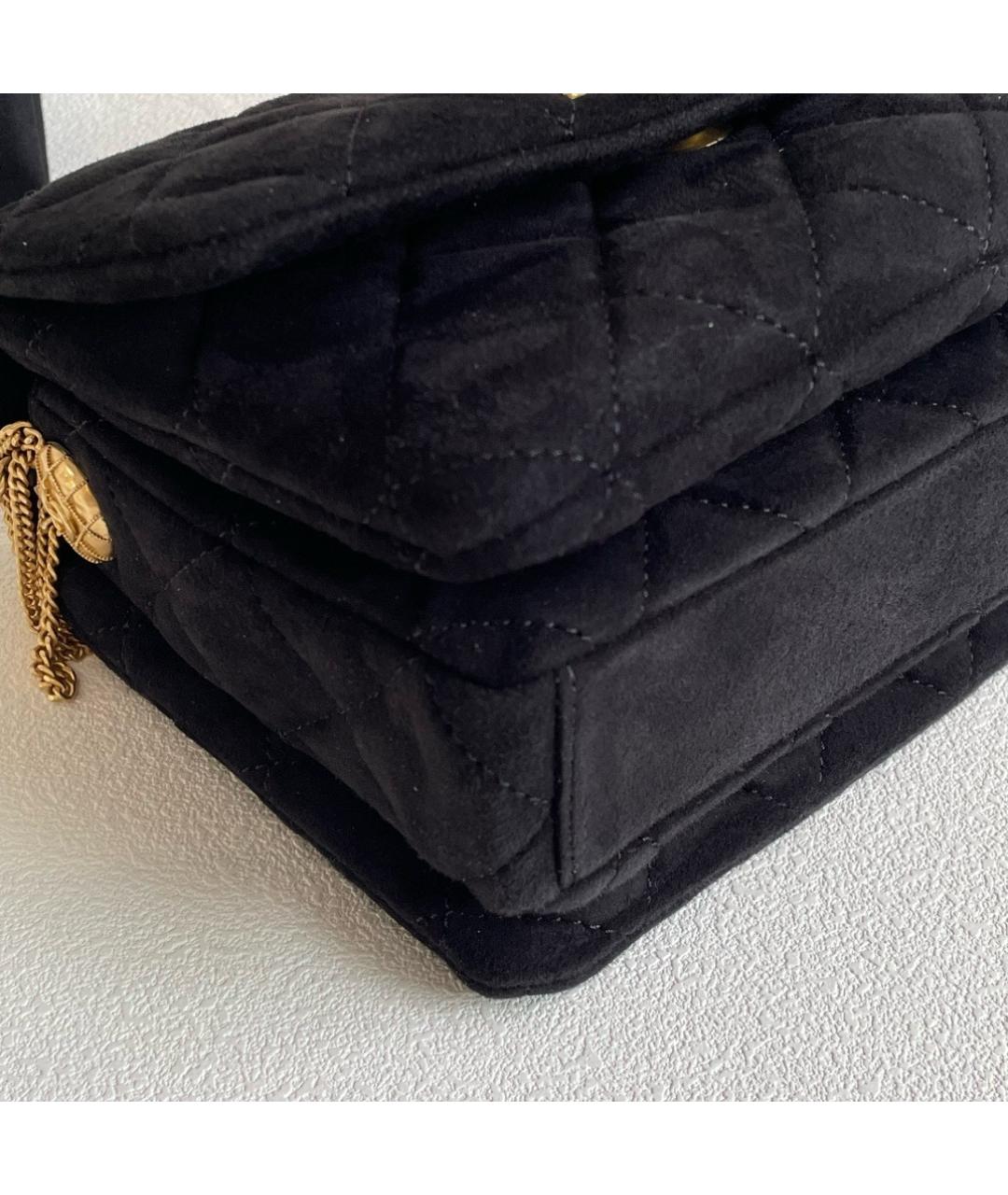 CHANEL Черная бархатная сумка через плечо, фото 4