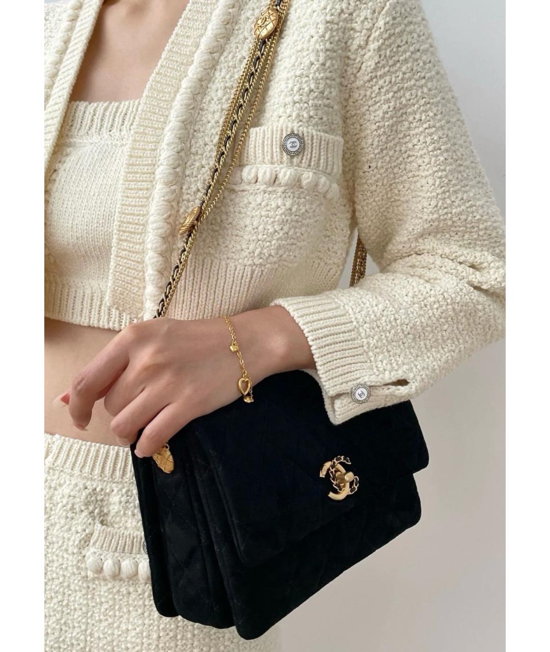 CHANEL Черная бархатная сумка через плечо, фото 9