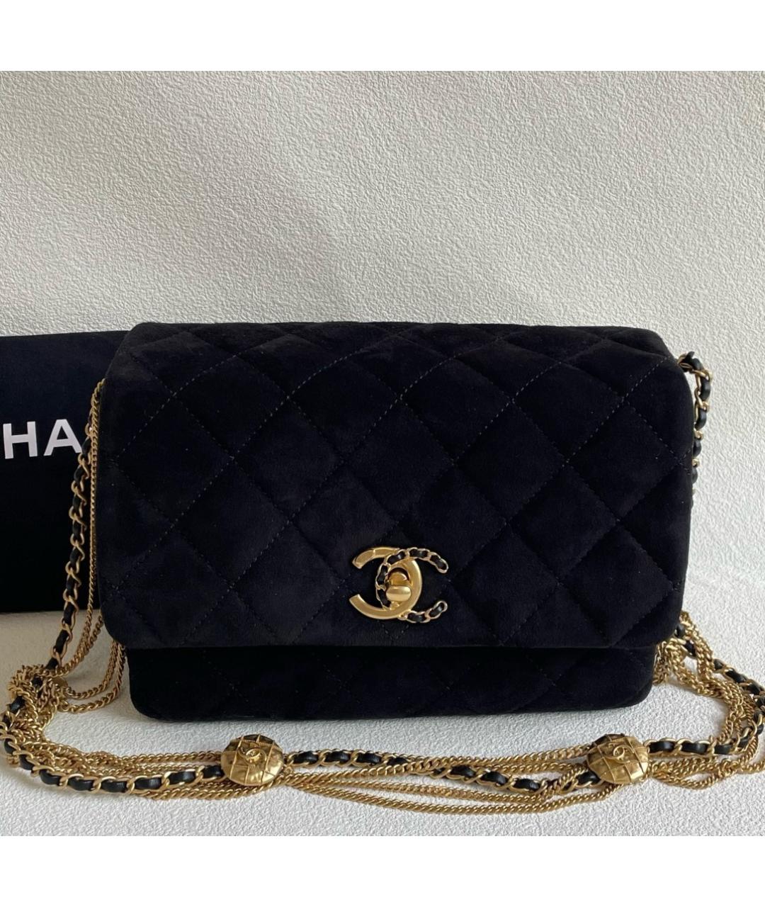 CHANEL Черная бархатная сумка через плечо, фото 10