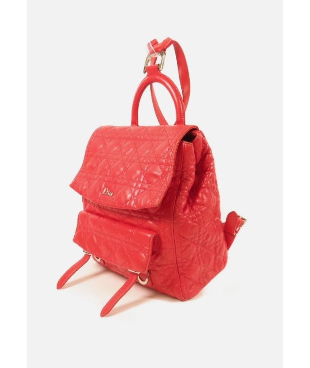 CHRISTIAN DIOR Красный кожаный рюкзак, фото 8
