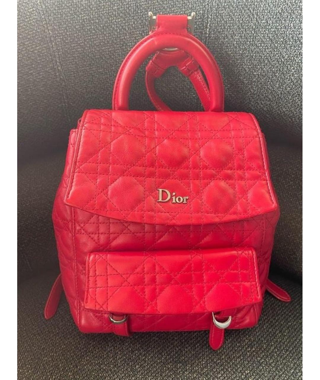 CHRISTIAN DIOR Красный кожаный рюкзак, фото 2