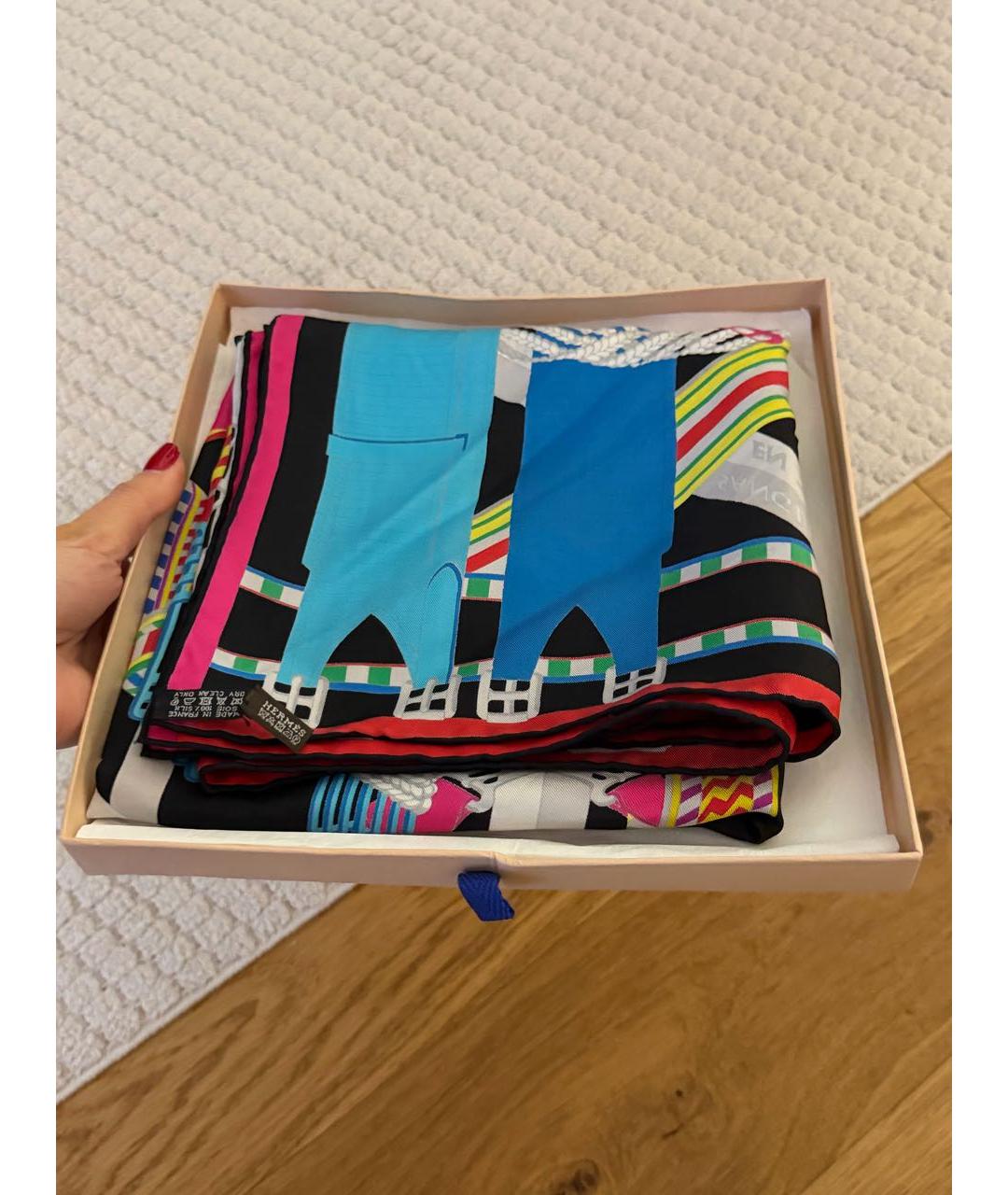 HERMES Мульти шелковый платок, фото 4
