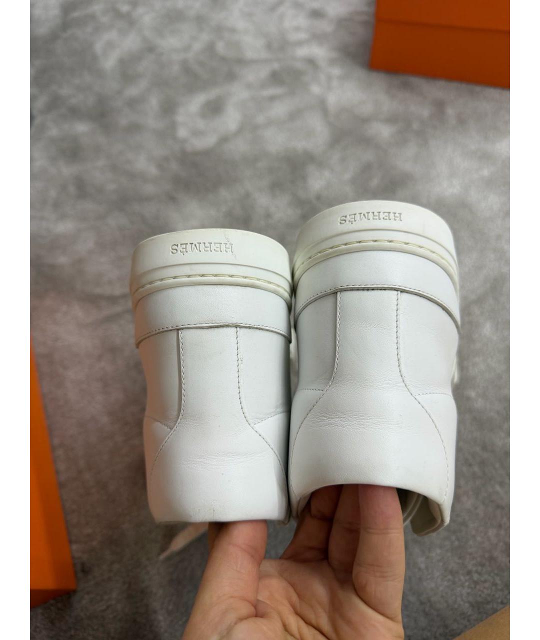 HERMES Белые кожаные кроссовки, фото 3