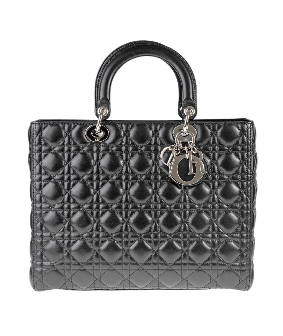 CHRISTIAN DIOR Черная кожаная сумка с короткими ручками, фото 1