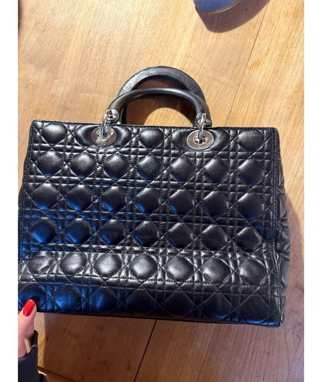 CHRISTIAN DIOR Черная кожаная сумка с короткими ручками, фото 3