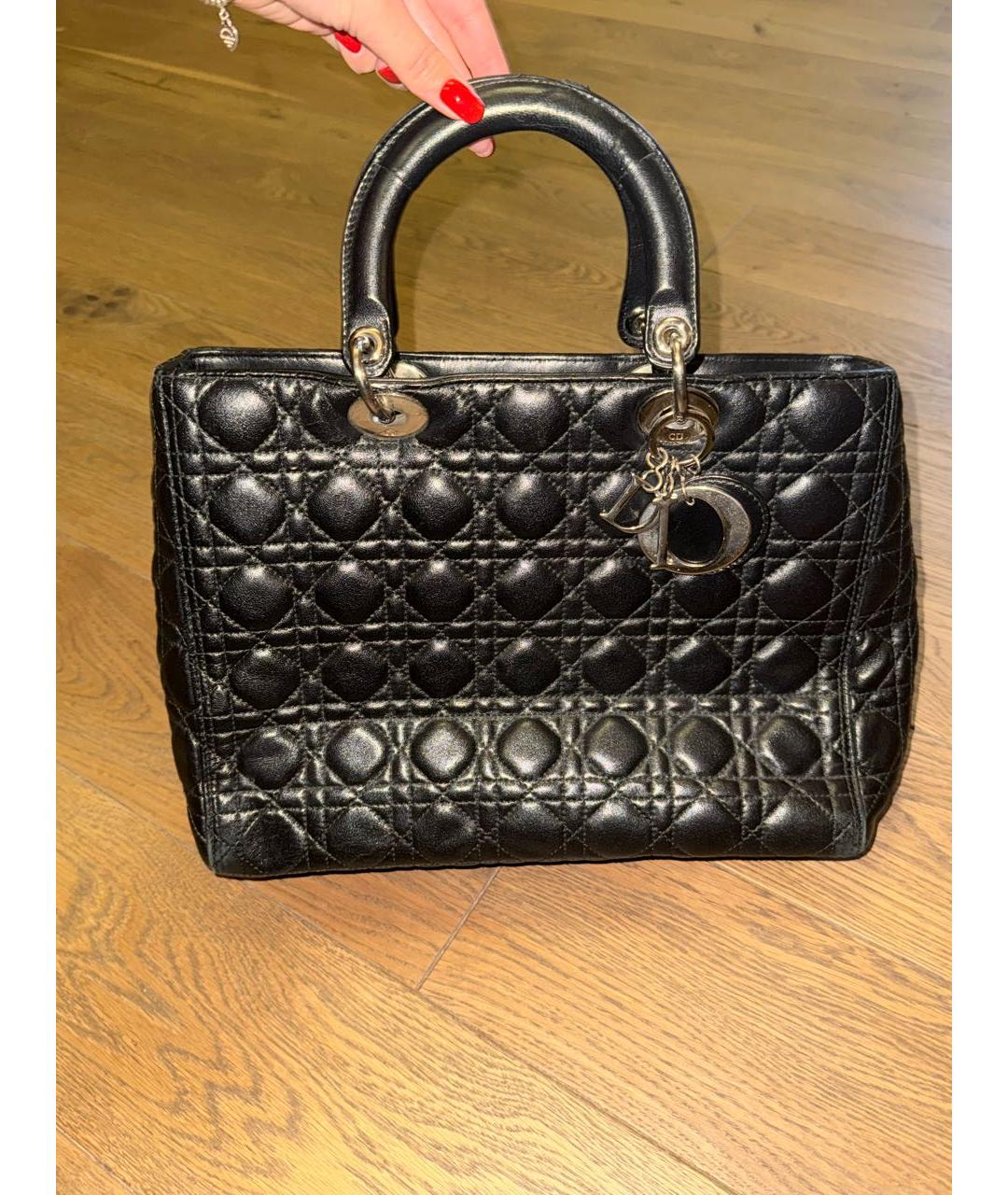 CHRISTIAN DIOR Черная кожаная сумка с короткими ручками, фото 4