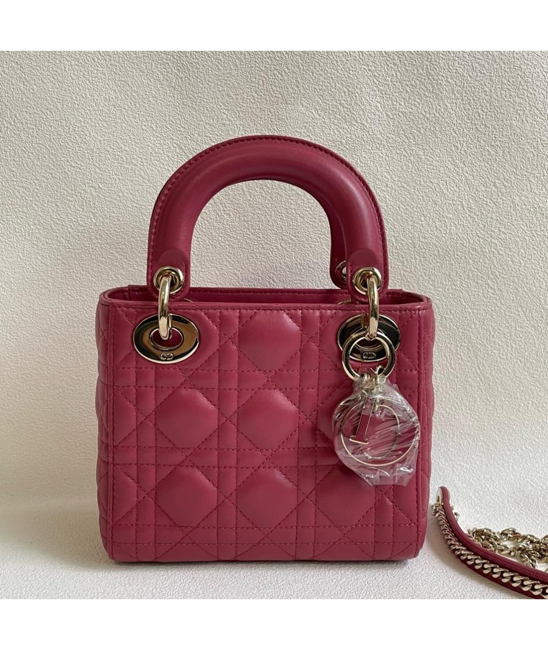 CHRISTIAN DIOR Розовая кожаная сумка с короткими ручками, фото 8