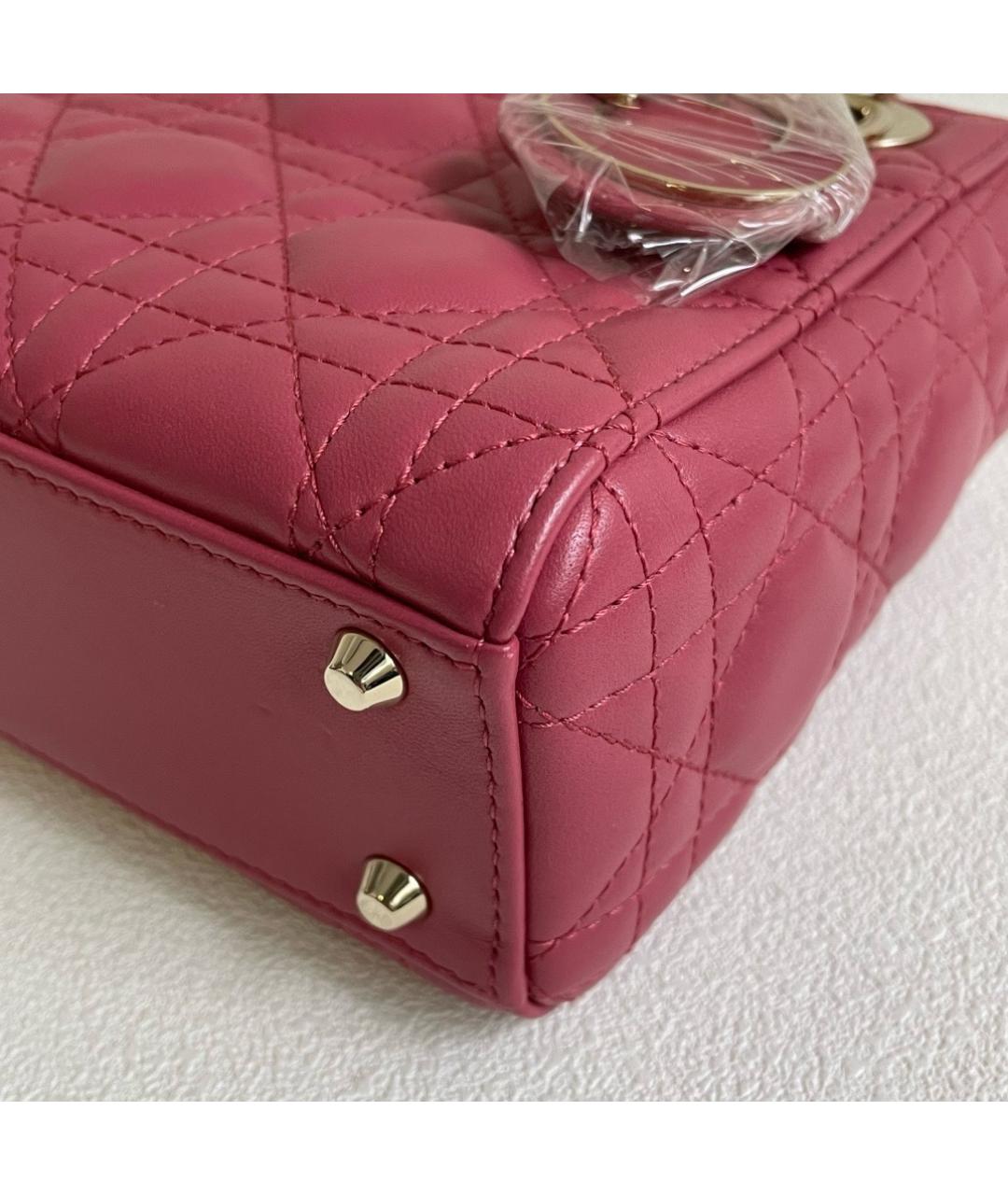 CHRISTIAN DIOR Розовая кожаная сумка с короткими ручками, фото 6