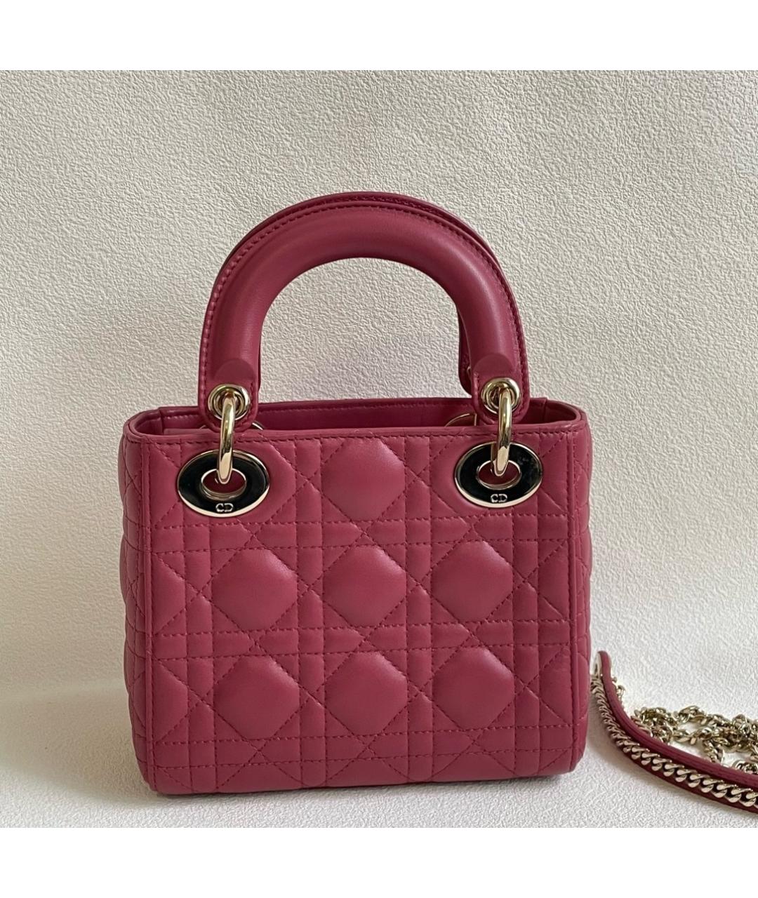 CHRISTIAN DIOR Розовая кожаная сумка с короткими ручками, фото 3