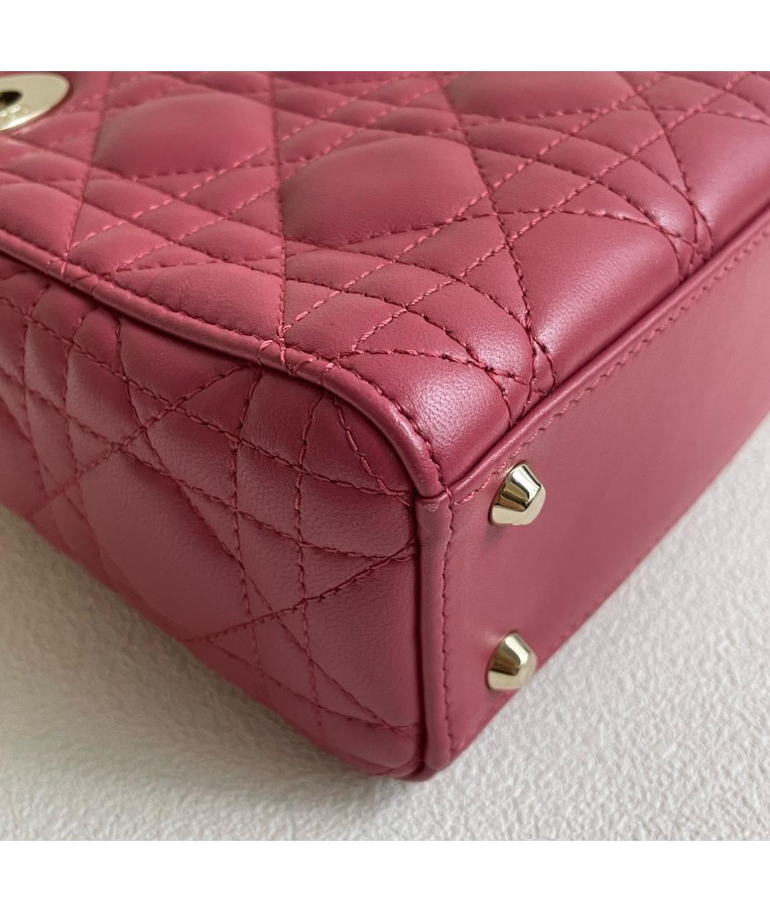 CHRISTIAN DIOR Розовая кожаная сумка с короткими ручками, фото 5