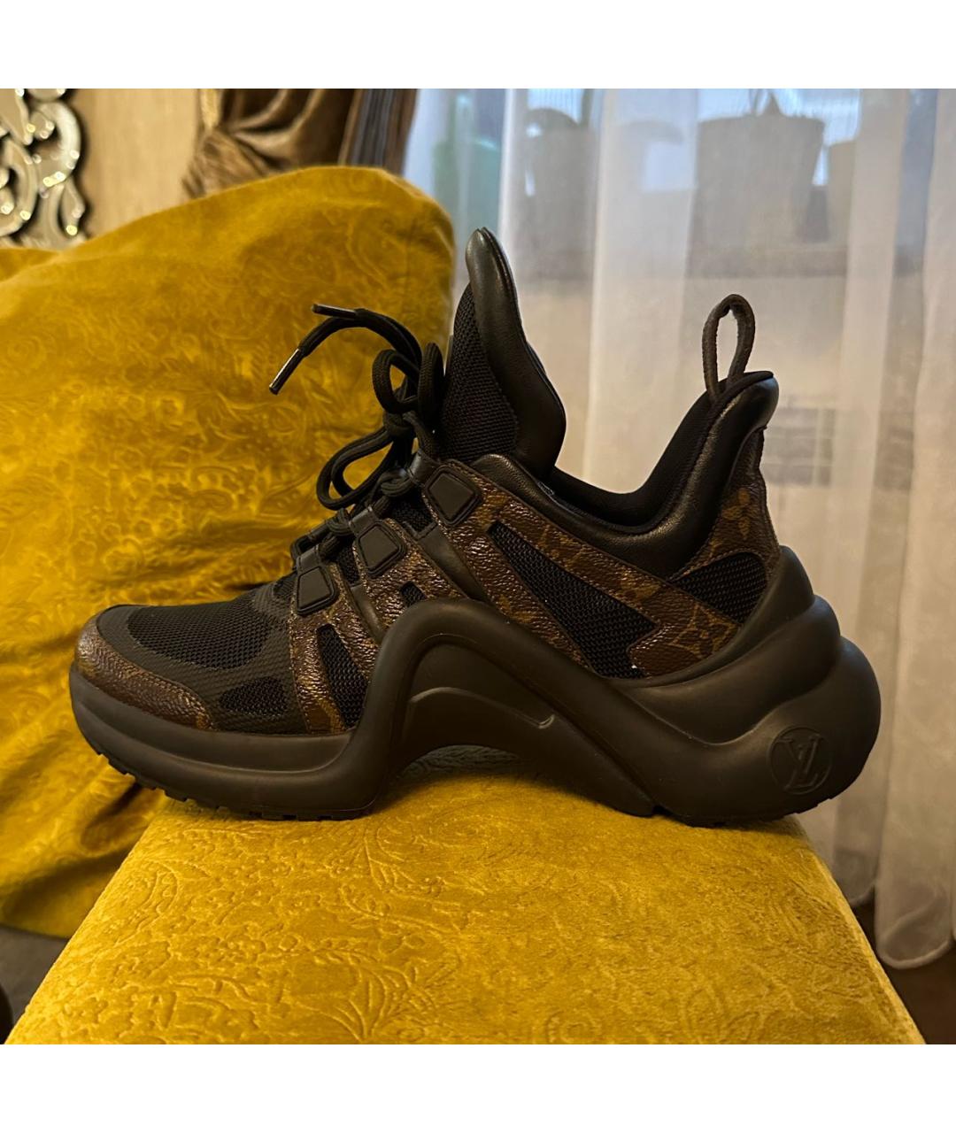 LOUIS VUITTON Черные кожаные кроссовки, фото 8