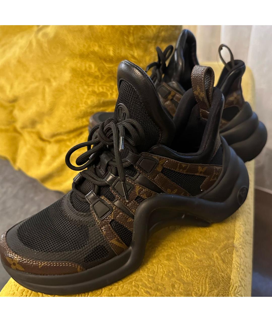 LOUIS VUITTON Черные кожаные кроссовки, фото 6