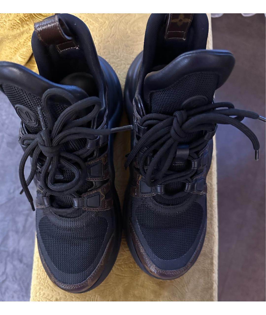 LOUIS VUITTON Черные кожаные кроссовки, фото 3