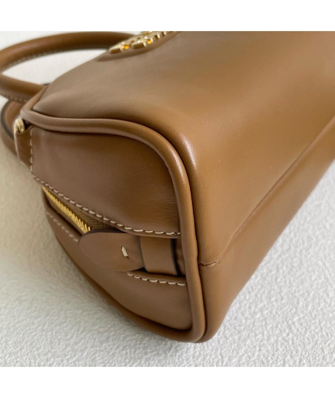 MIU MIU Коричневая кожаная сумка с короткими ручками, фото 5