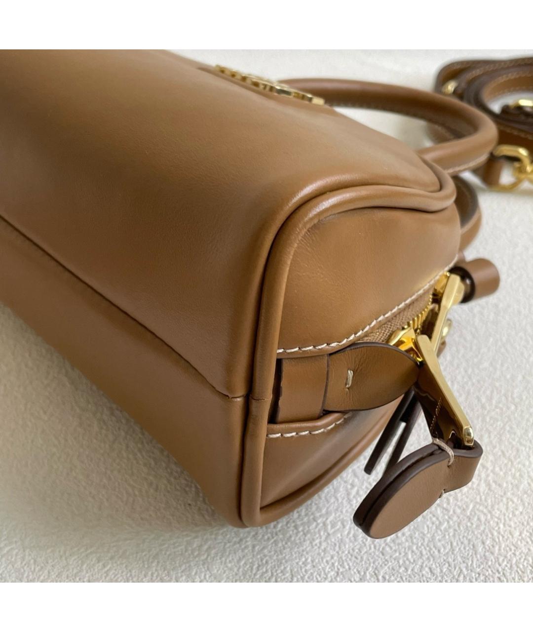 MIU MIU Коричневая кожаная сумка с короткими ручками, фото 6