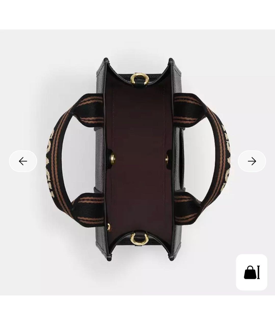 COACH Черная кожаная сумка с короткими ручками, фото 7